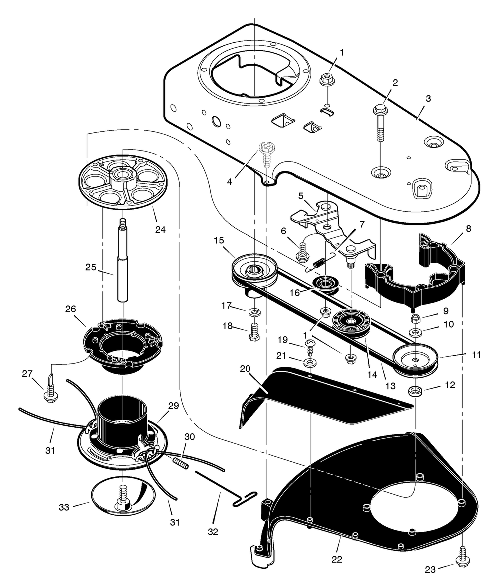 Cutting Head And Shield Diagram and Parts List for TM6000X31NB 2005 Briggs and Stratton Trimmer